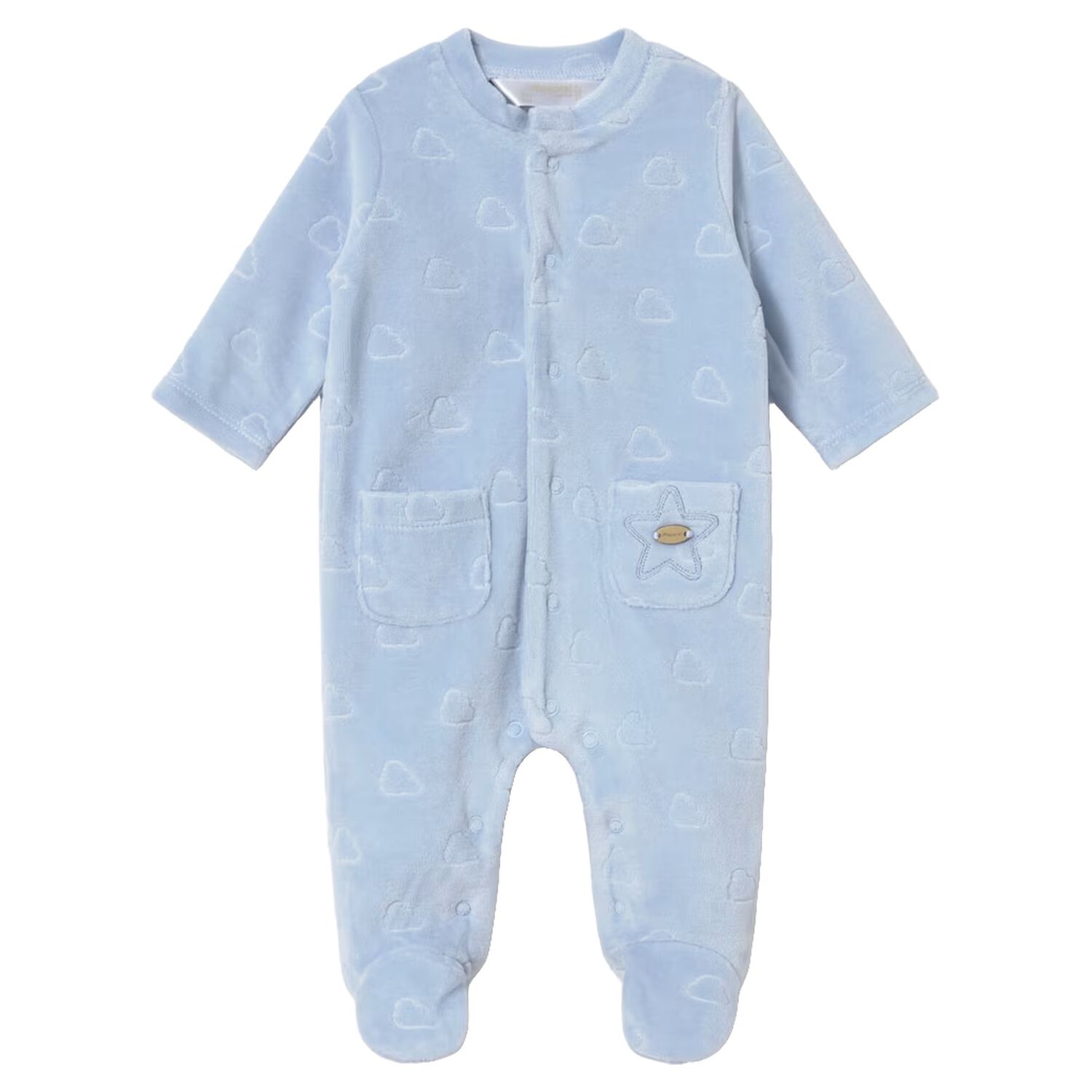 Baby Boys Blue Clouds Babygrow, 1, hi-res
