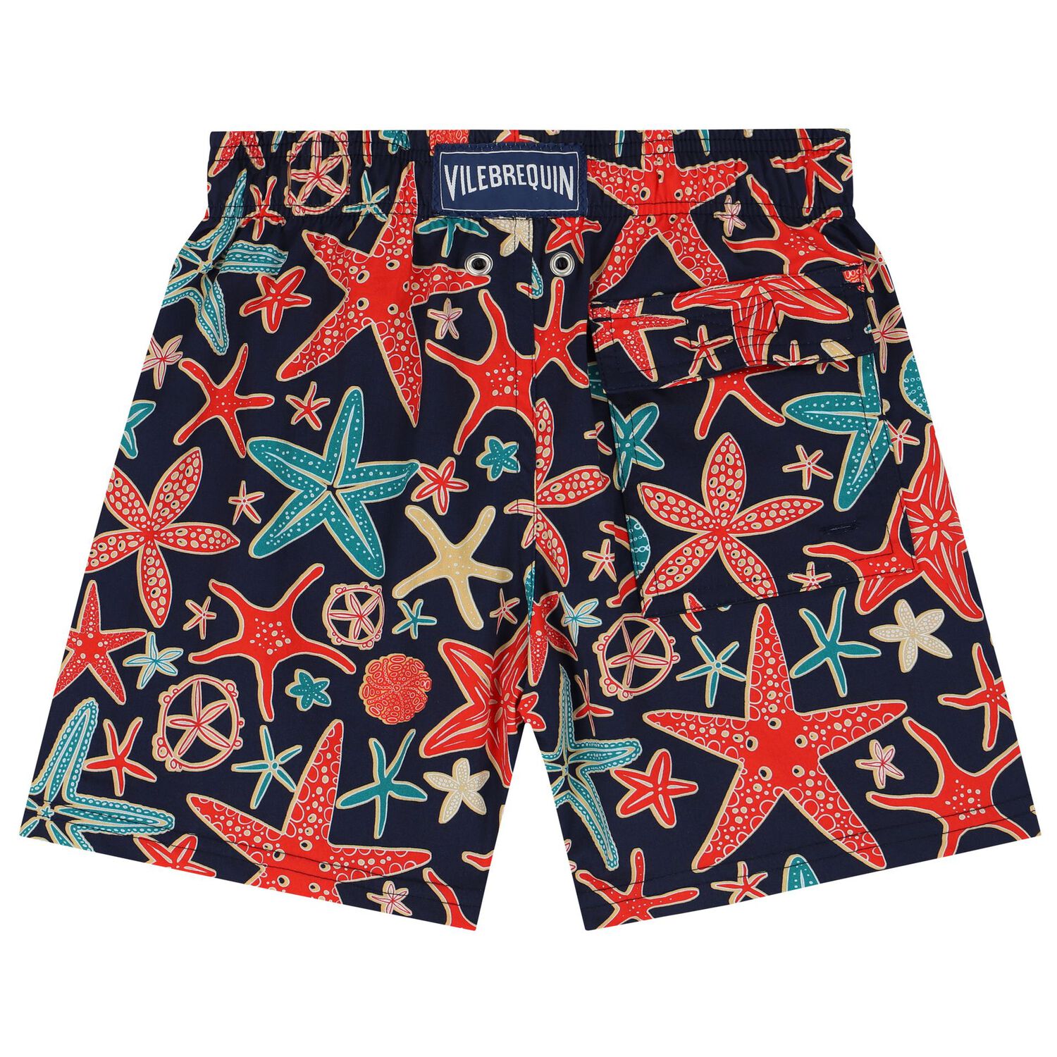Boys Navy Blue Star Fish Swim Shorts, 1, hi-res image number null