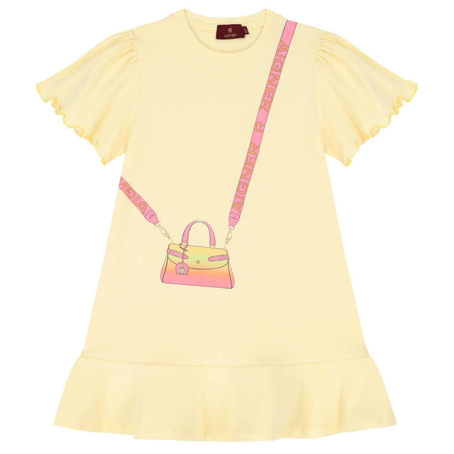 Girls Yellow Logo Bag Dress, 1, hi-res