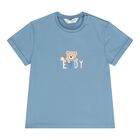 Baby Boys Blue & White Teddy Bear Shorts Set, 2, hi-res