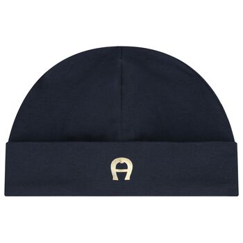 Baby Boys Navy Blue Logo Hat