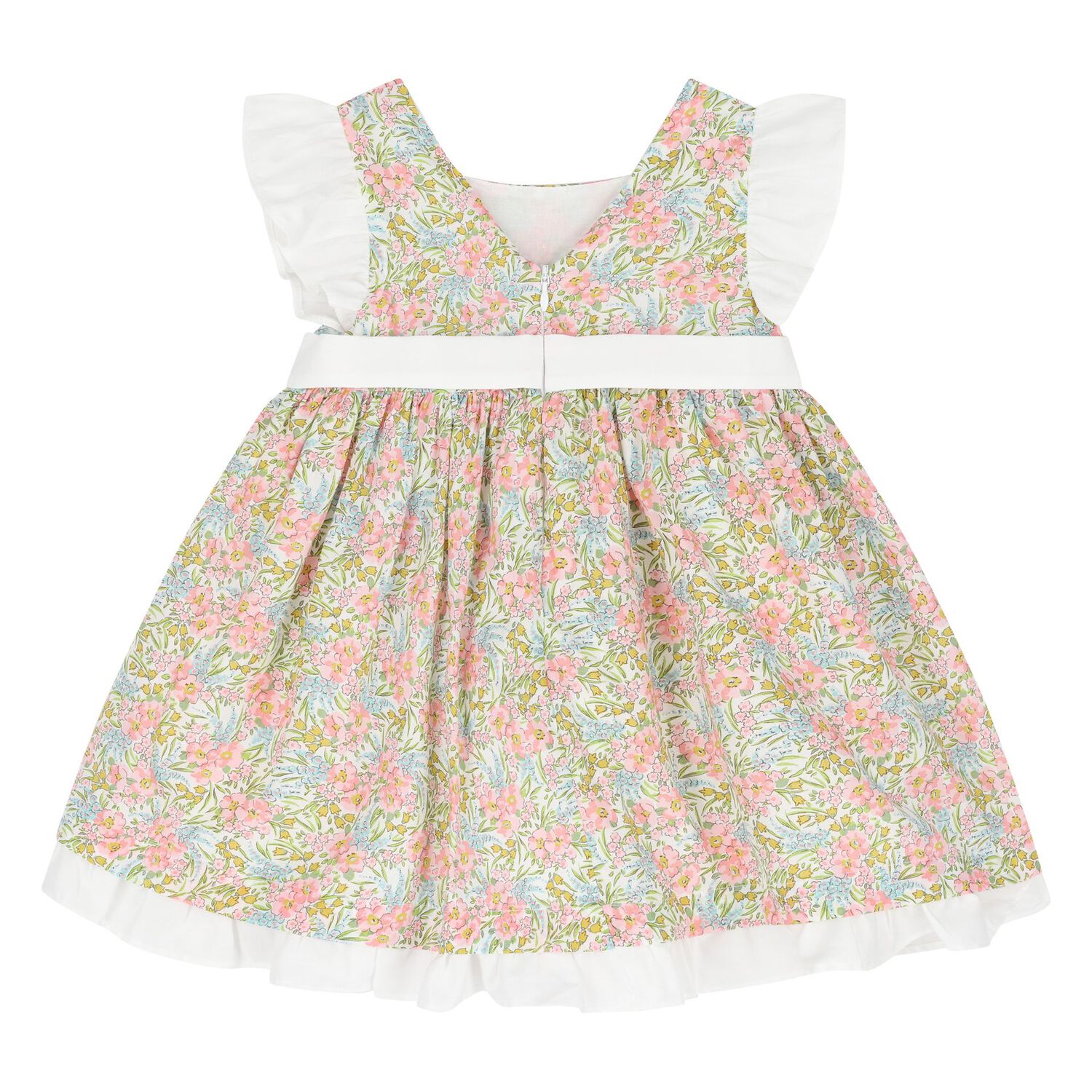 Girls Pink & White Floral Dress, 1, hi-res