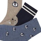 Younger Boys Beige, Navy & Blue Socks ( 3-Pack ), 2, hi-res