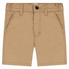 Younger Boys Beige Cotton Shorts, 2, hi-res