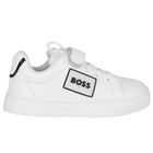 Boys White Leather Trainers, 1, hi-res