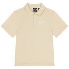 Boys Beige Logo Polo Shirt, 5, hi-res