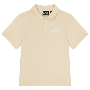 Boys Beige Logo Polo Shirt