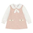 Younger Girls Pink Tweed Dress, 1, hi-res