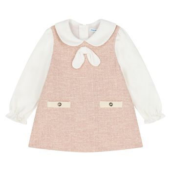 Younger Girls Pink Tweed Dress