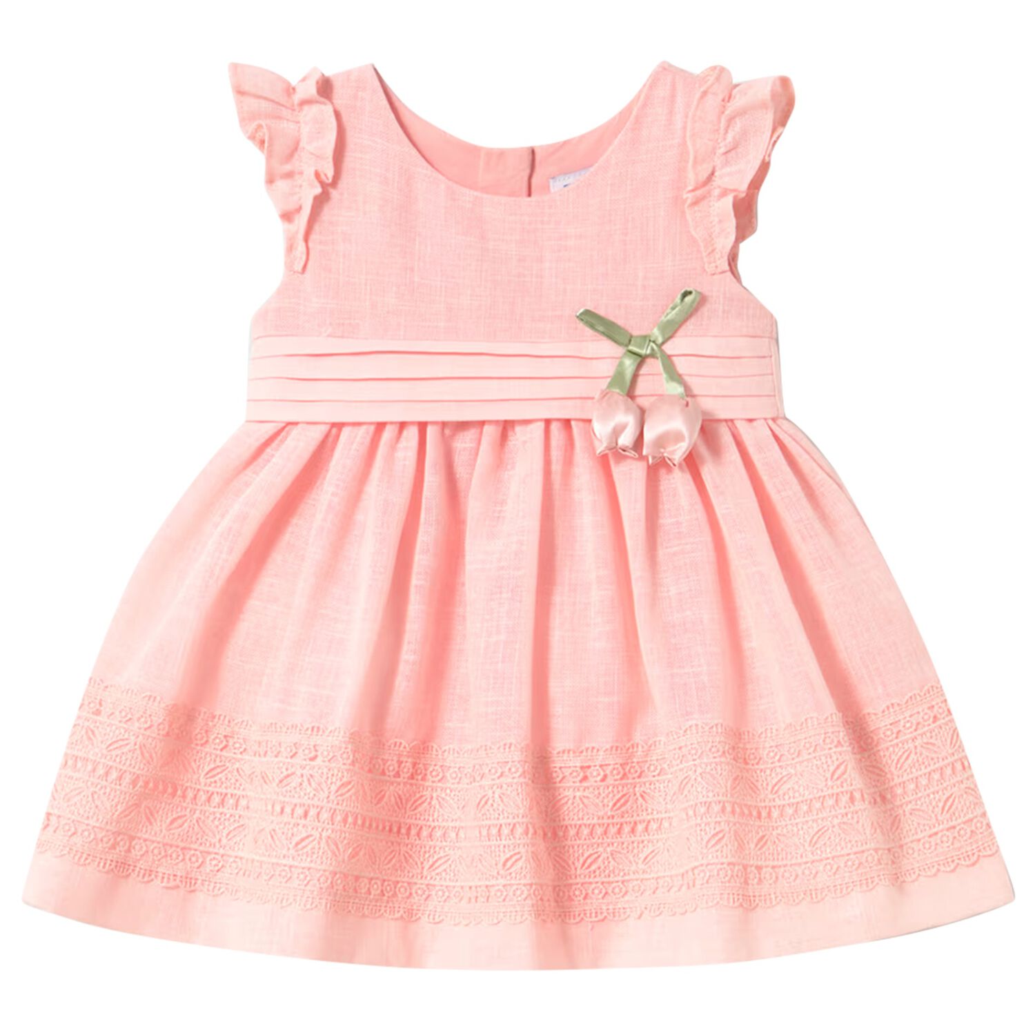 Younger Girls Pink Bow Dress, 2, hi-res