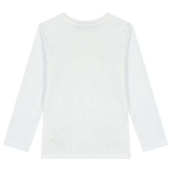 Boys White Logo Long Sleeve Top