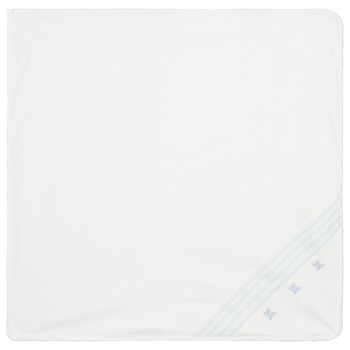 Baby Boys White & Blue Bunny Blanket
