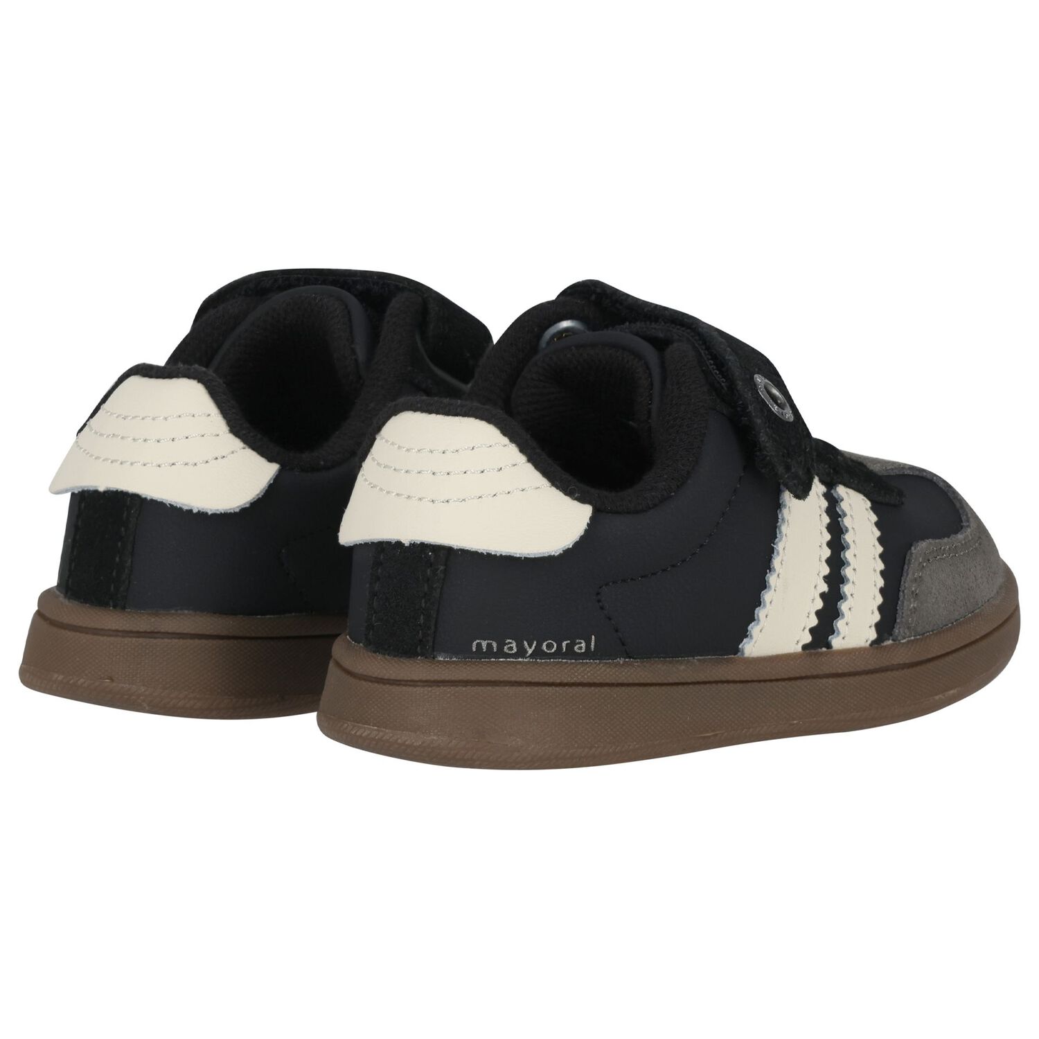 Younger Boys Black & White Trainers, 2, hi-res