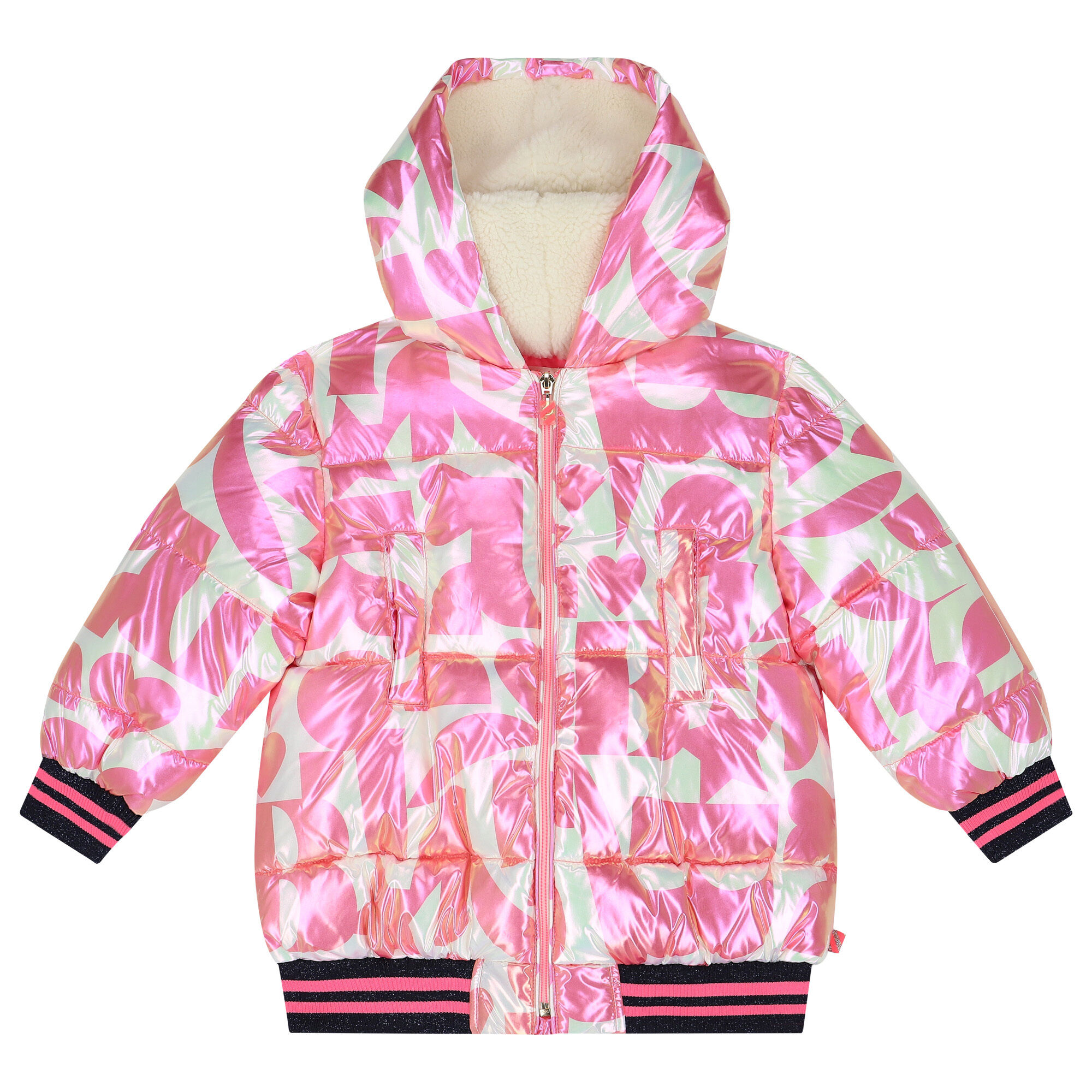 BILLIEBLUSH Girls Pink Ivory Puffer Jacket Junior Couture UK