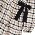 Girls Ivory & Black Bow Checkered Dress, 1, hi-res