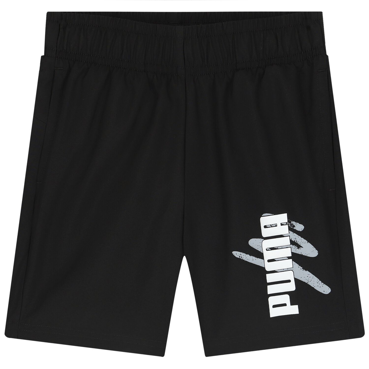 Boys Black Logo Shorts, 1, hi-res