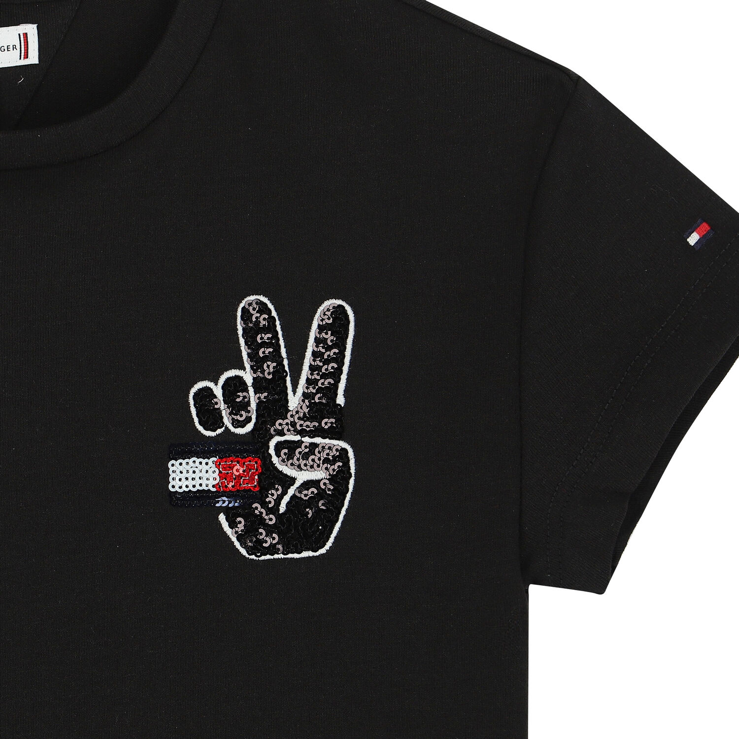 Girls Black Logo T-Shirt, 1, hi-res