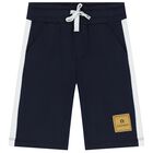 Younger Boys Navy Blue & White Logo Shorts, 1, hi-res