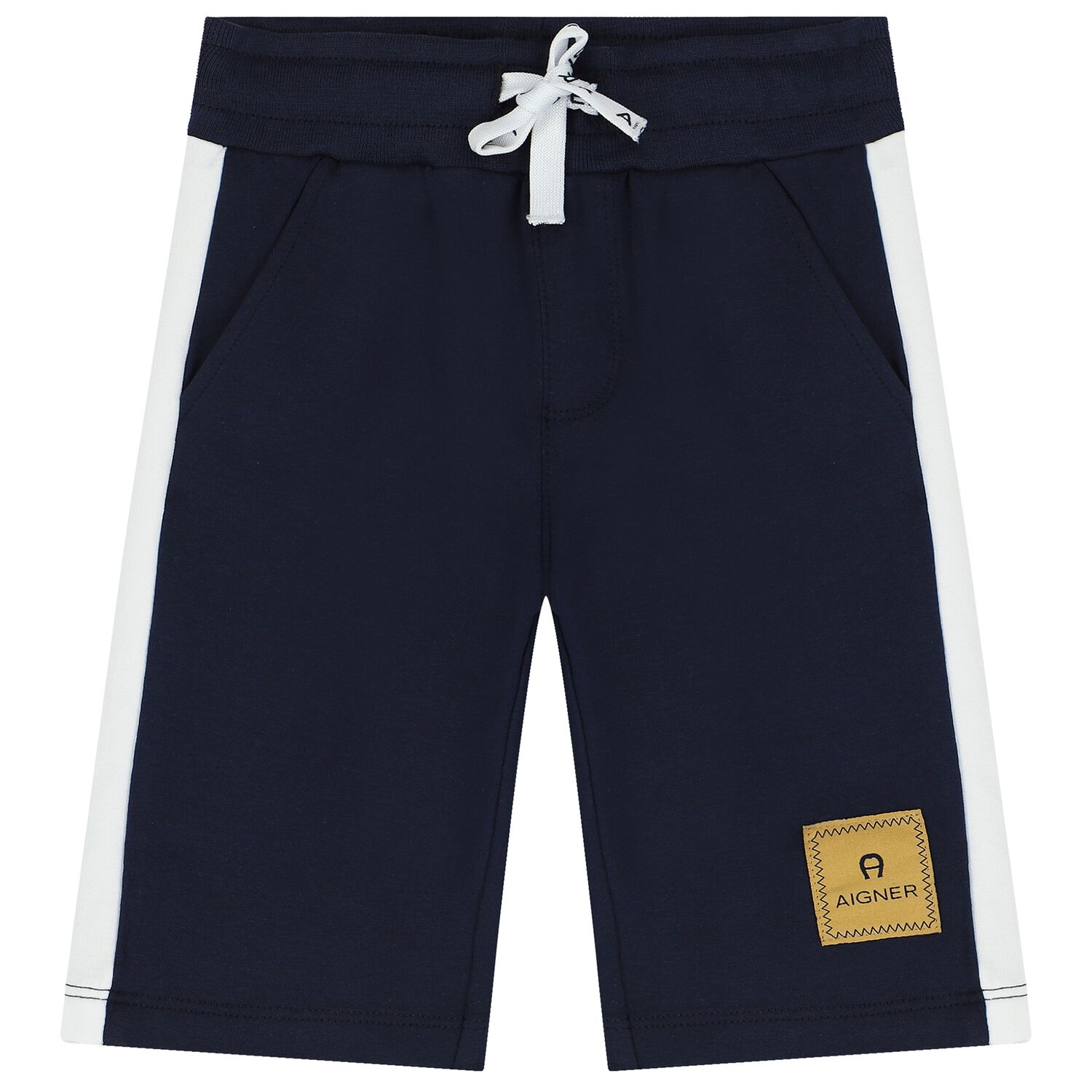 Younger Boys Navy Blue & White Logo Shorts, 1, hi-res image number null