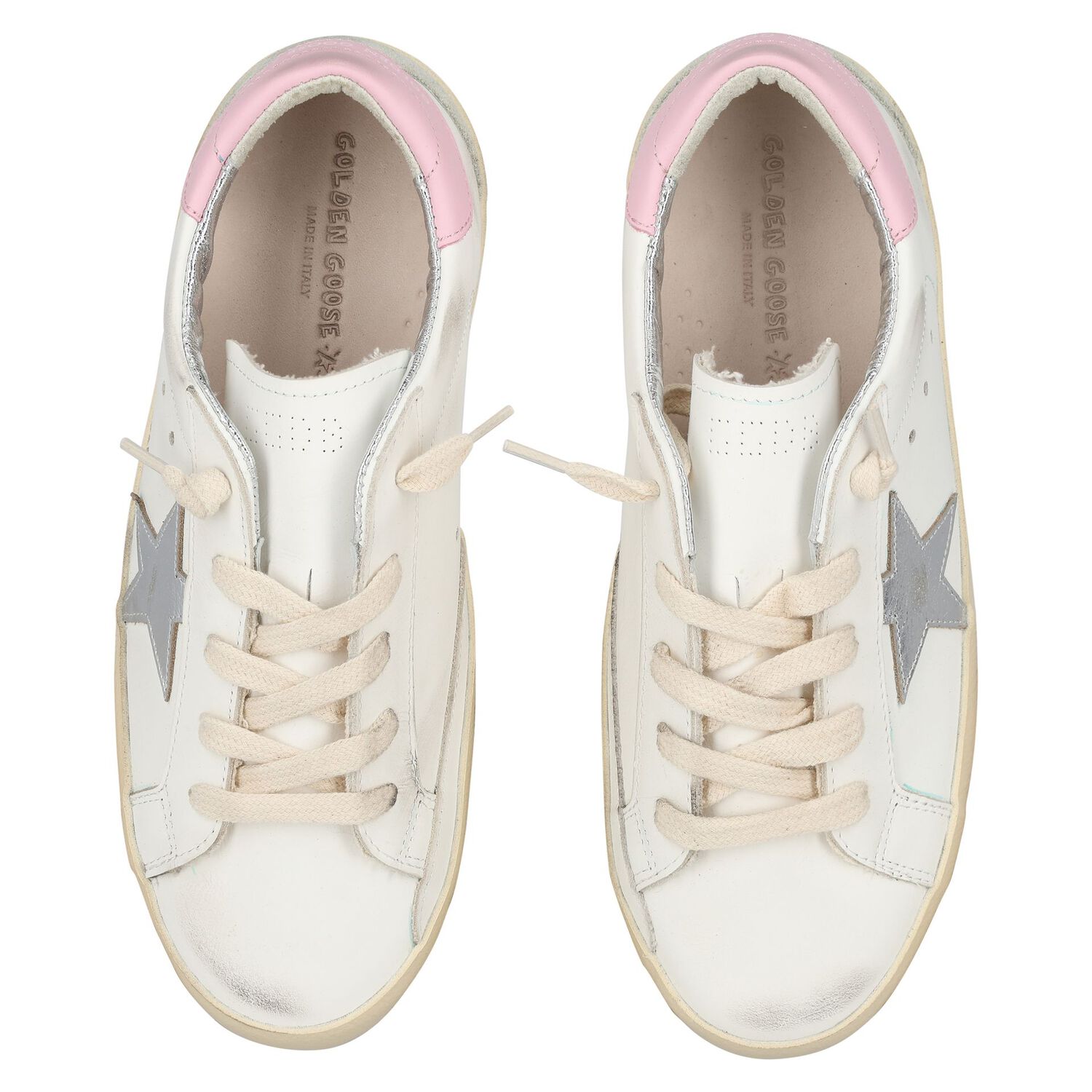 Girls Ivory & Silver Logo Trainers, 1, hi-res