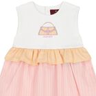 Younger Girls White & Pink Bag Dress, 1, hi-res