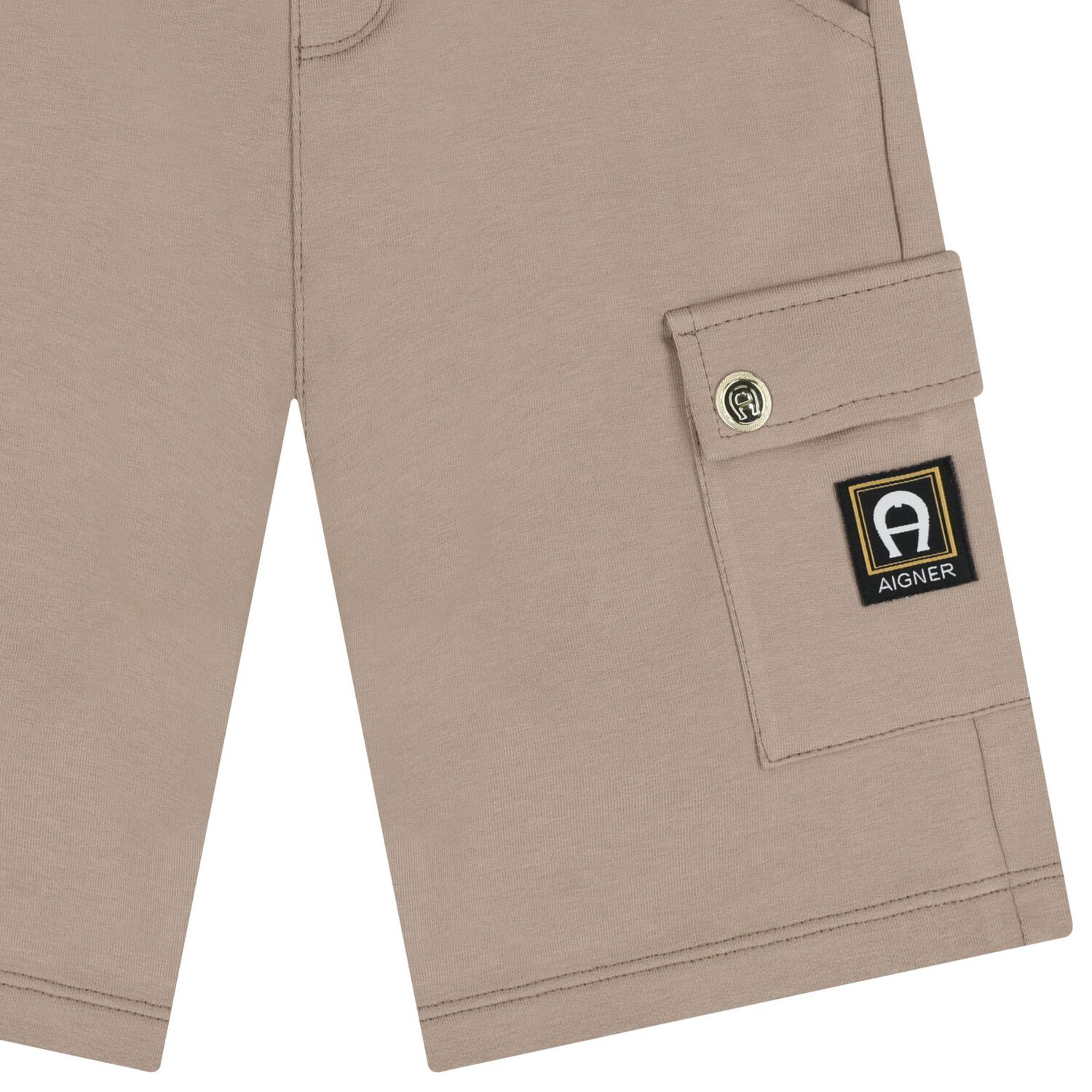 Boys Beige Logo Shorts, 3, hi-res