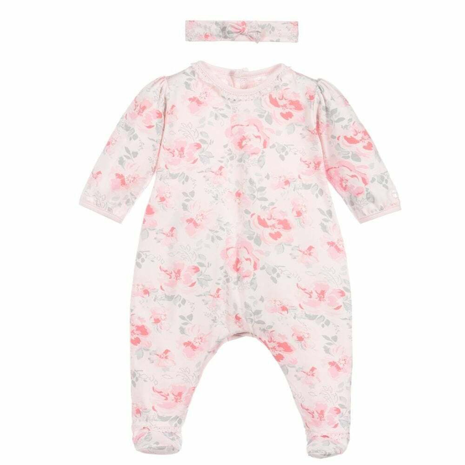 Baby Girls Pink Floral Babygrow Set, 1, hi-res