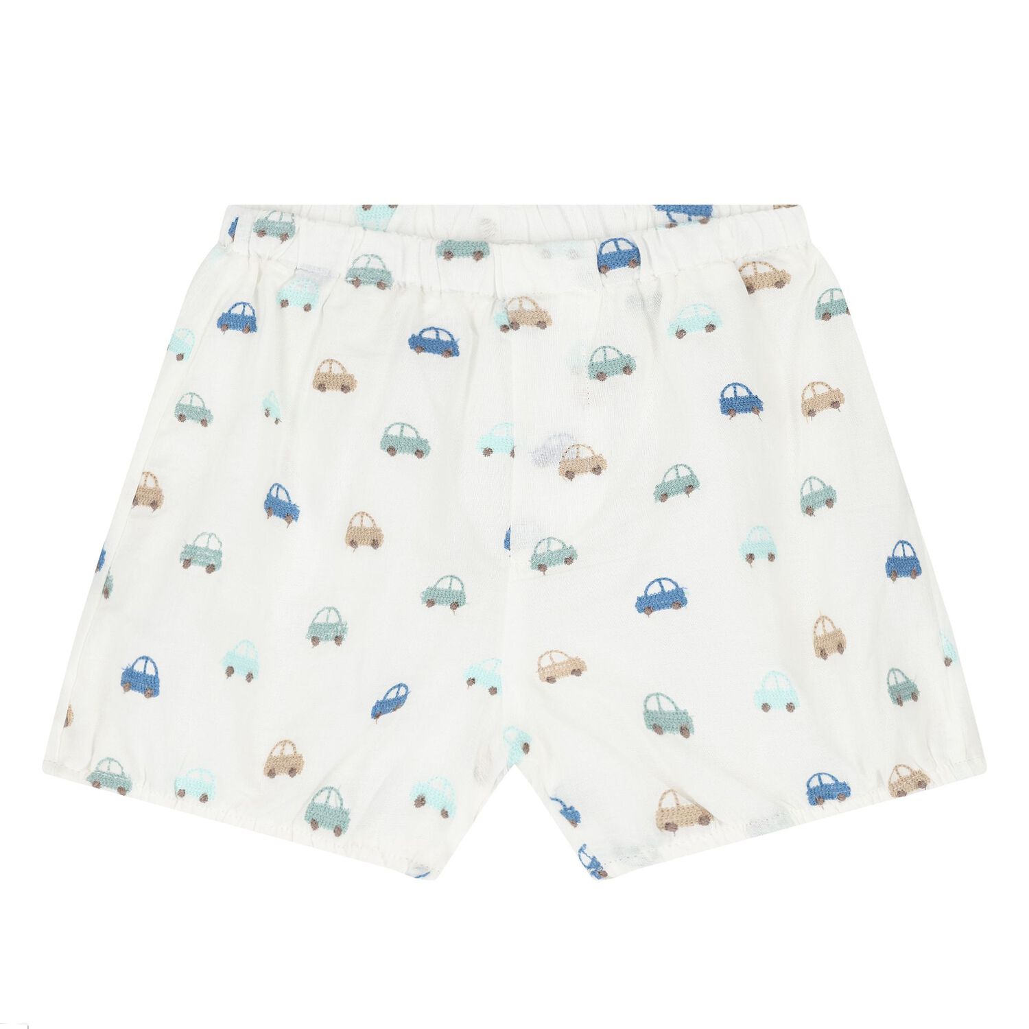 Baby Boys Green & White Car Shorts Set, 2, hi-res