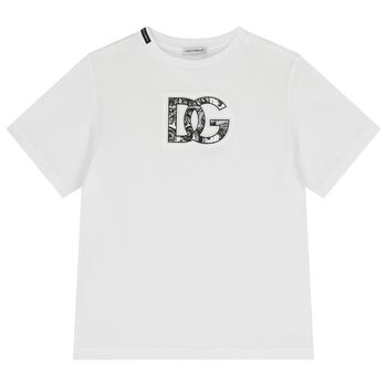 Boys White Logo Majolica T-Shirt