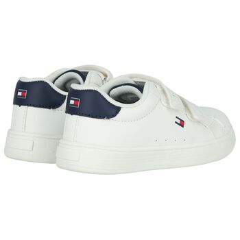 Boys White & Blue Logo Trainers