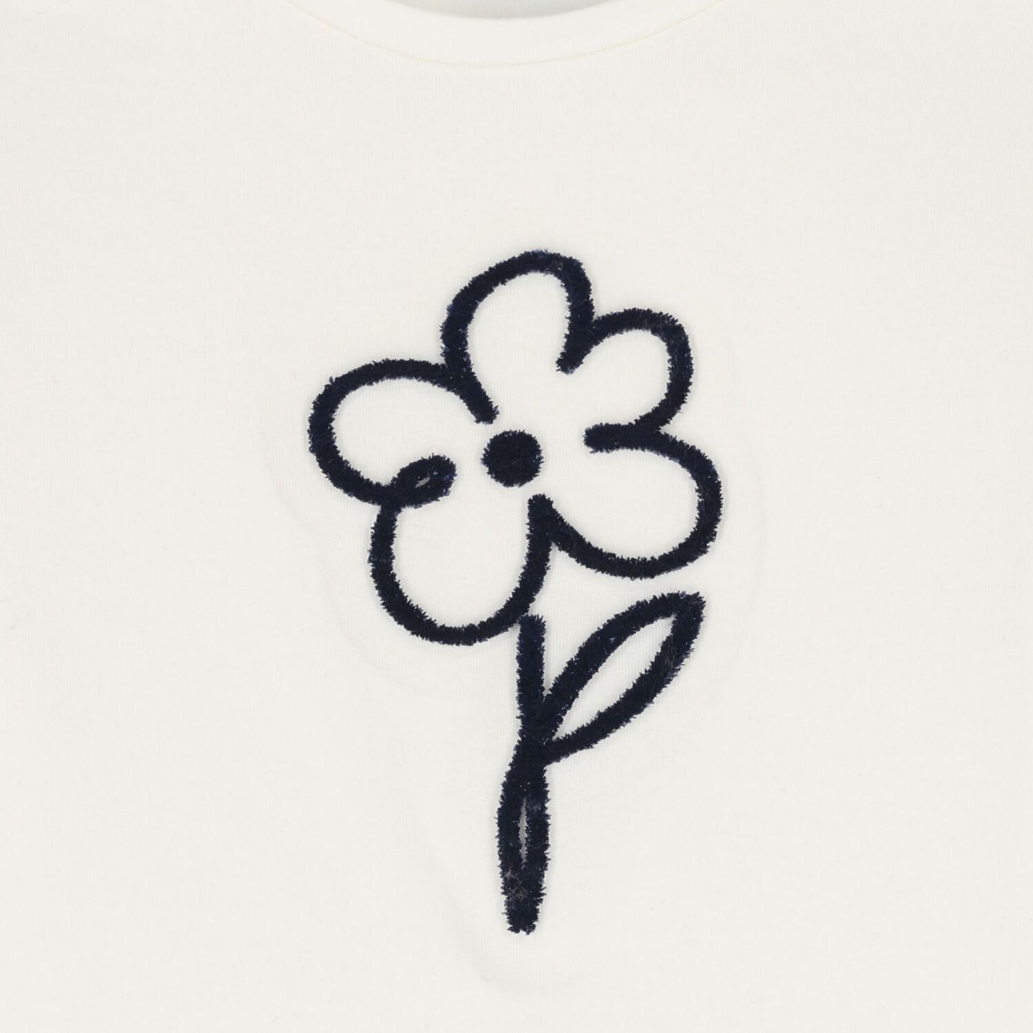 Girls White Flower Long Sleeve Top, 1, hi-res