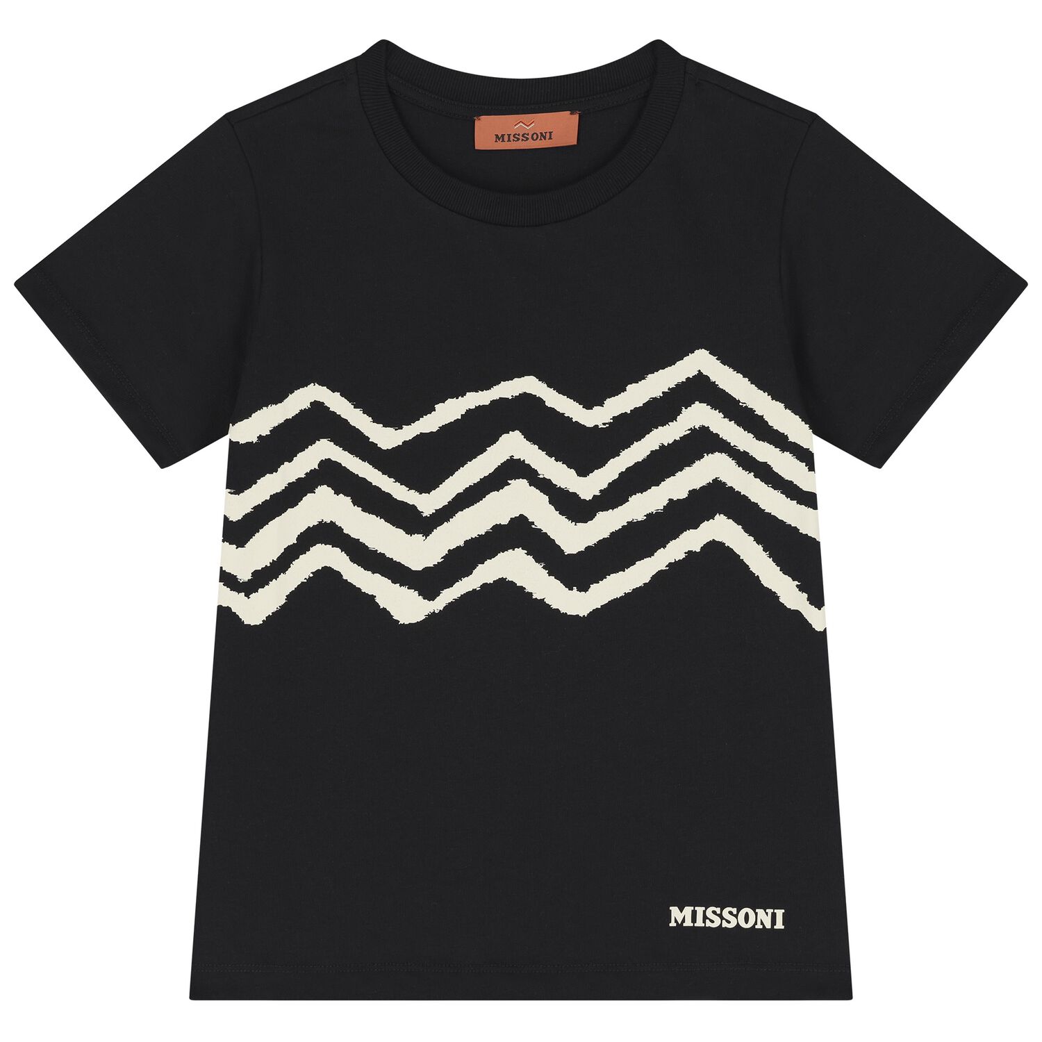 Girls Black Zig Zag Logo T-Shirt, 1, hi-res