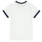 Boys White & Navy Logo T-Shirt, 1, hi-res