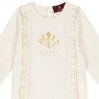 Baby Girls White & Gold Ruffled Babygrow, 1, hi-res