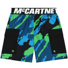 Boys Black, Blue & Green Logo Swim Shorts, 1, hi-res