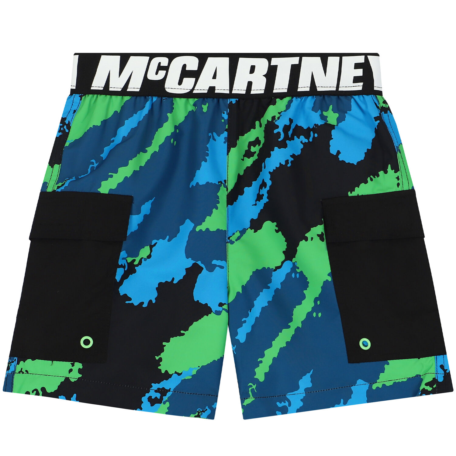 Boys Black, Blue & Green Logo Swim Shorts, 1, hi-res