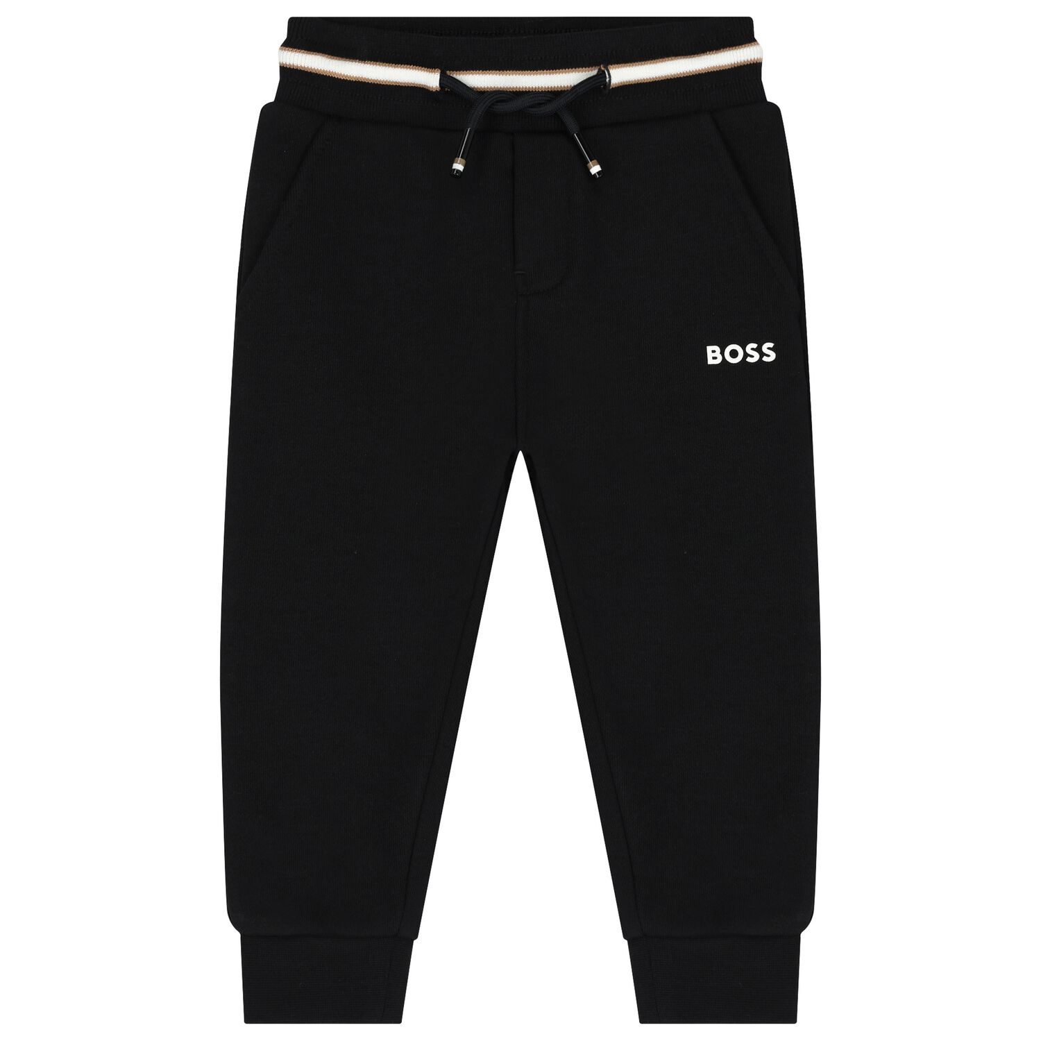 Younger Boys Black Logo Joggers, 1, hi-res
