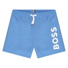 Younger Boys Blue Logo Swim Shorts, 1, hi-res