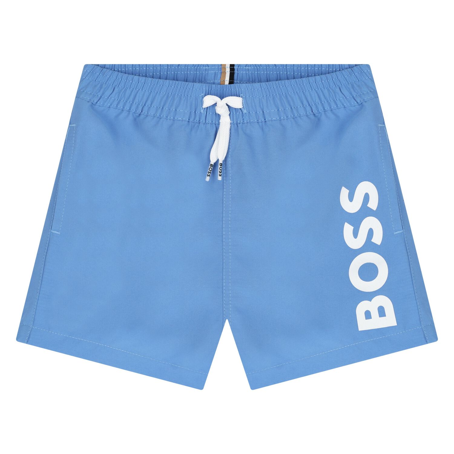 Younger Boys Blue Logo Swim Shorts, 1, hi-res