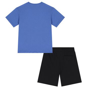 Boys Blue & Black Shorts Set