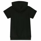 Girls Black Logo Hooded Dress, 3, hi-res