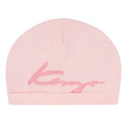 Baby Girls Pink Logo Knitted Hat, 2, hi-res