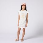 Girls White Logo Dress, 1, hi-res