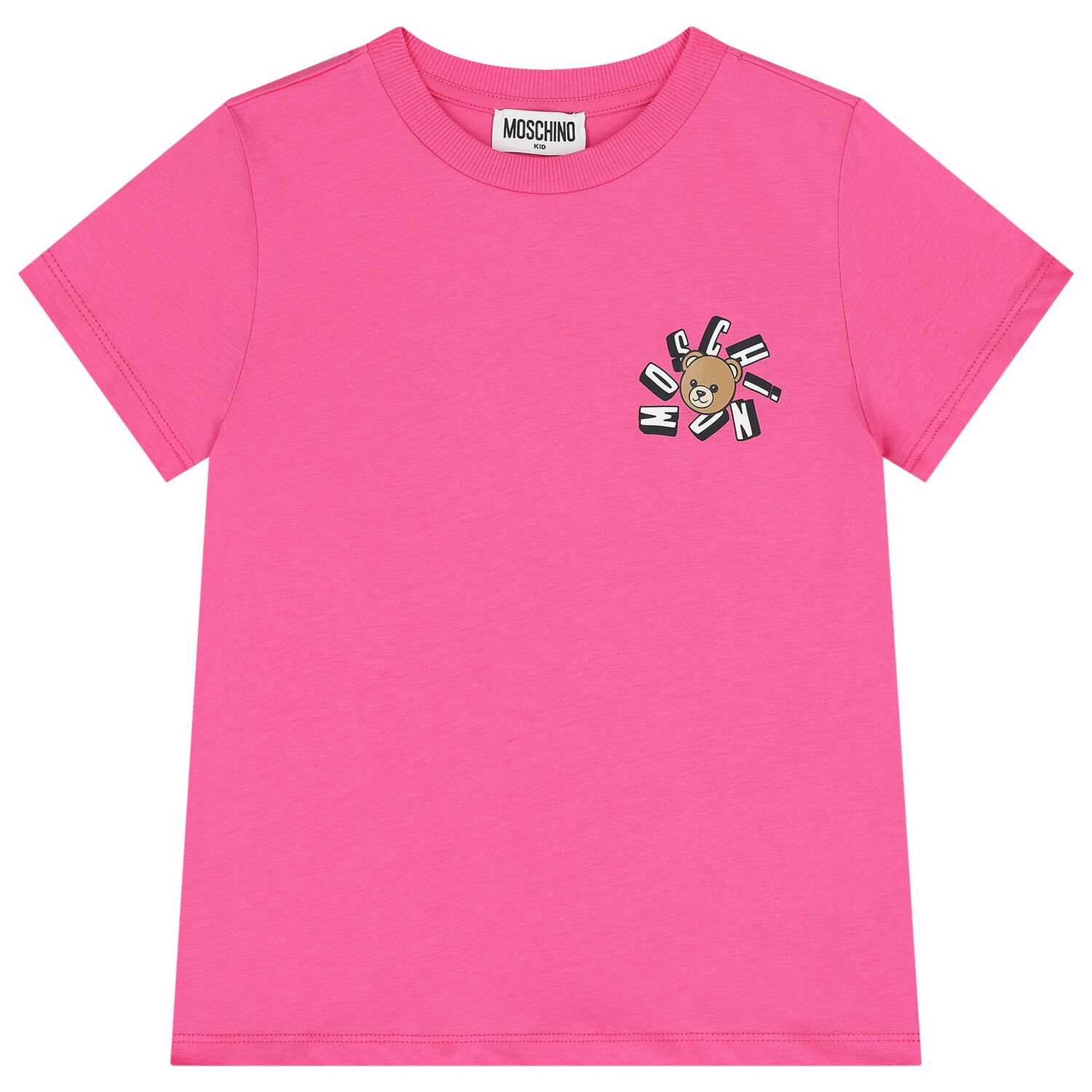 Girls Pink Teddy Bear Logo T-Shirt, 5, hi-res