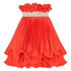 Girls Orange Logo Ruffled Skirt, 2, hi-res