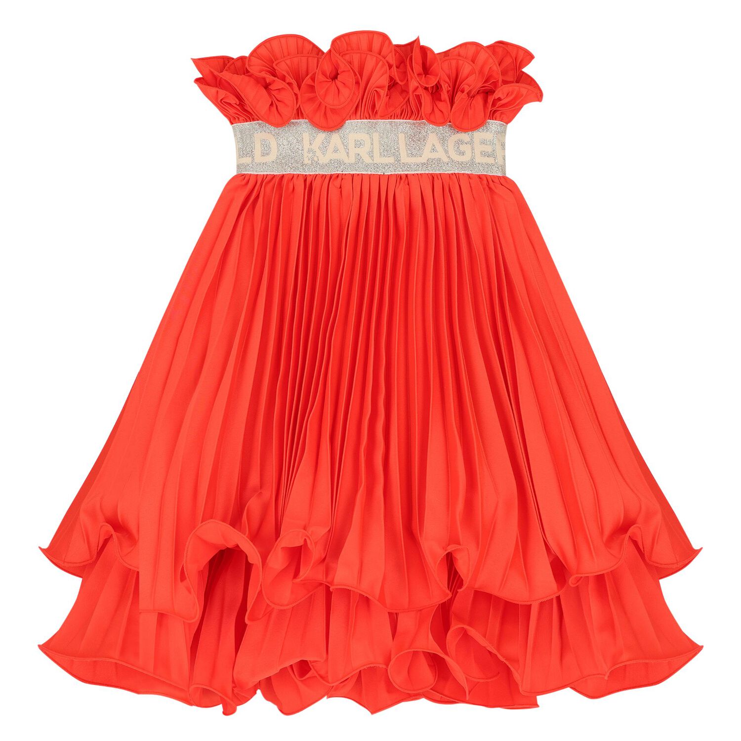 Girls Orange Logo Ruffled Skirt, 2, hi-res image number null