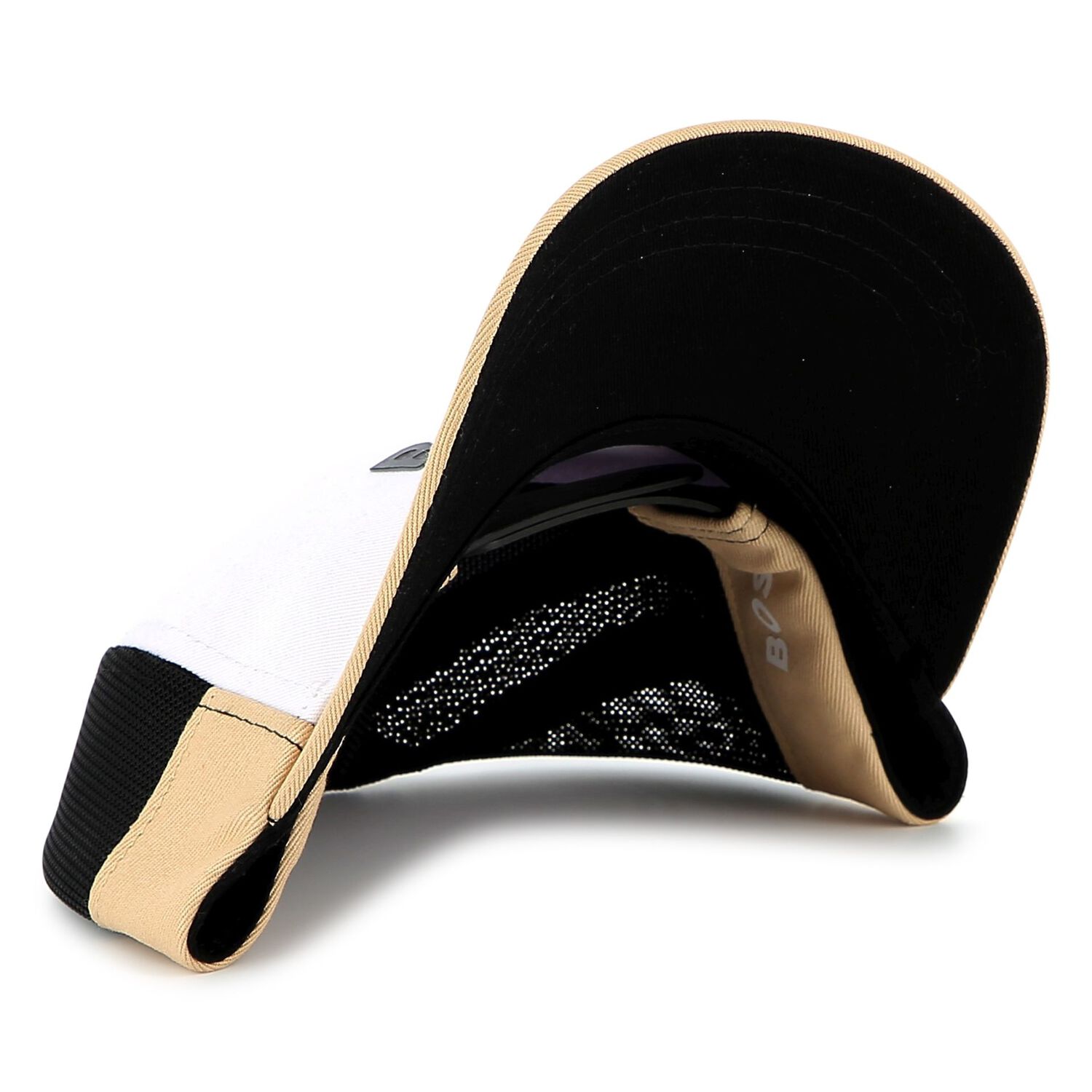 Boys White, Beige & Black Logo Cap, 1, hi-res