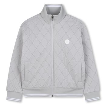 Boys Grey Logo Zip Up Top