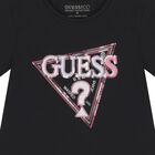 Girls Black Logo T-Shirt, 4, hi-res