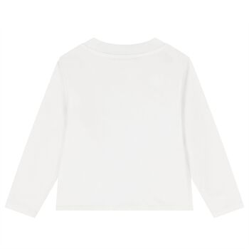 Girls White Logo Long Sleeve Top